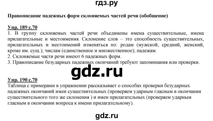 ГДЗ по русскому языку 4 класс Желтовская   часть 2. страница - 70, Решебник №1 2013