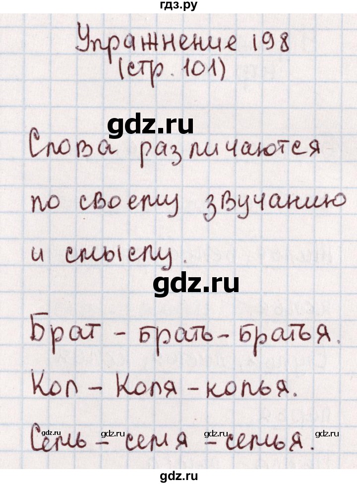 ГДЗ по русскому языку 1 класс Климанова   упражнение - 198, Решебник №2 к учебнику 2016