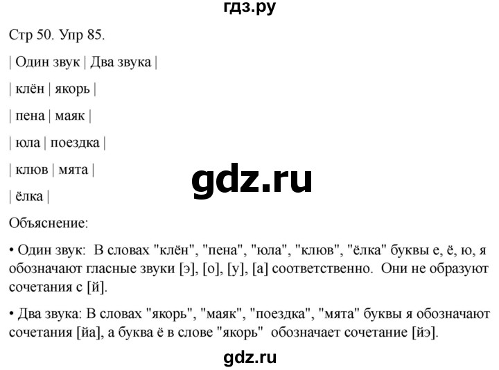 ГДЗ по русскому языку 1 класс Климанова   упражнение - 85, Решебник 2023