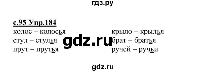 ГДЗ по русскому языку 1 класс Климанова   упражнение - 184, Решебник №1 2020