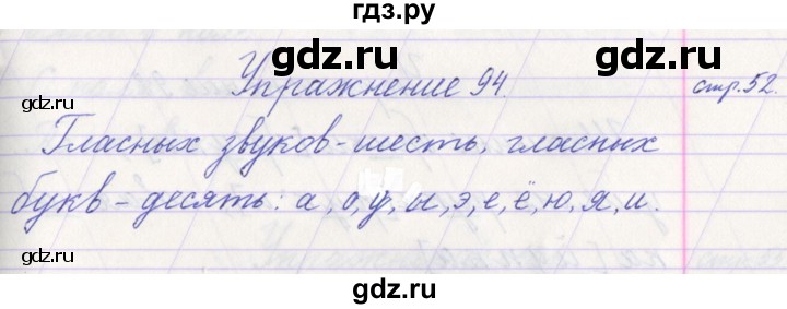 ГДЗ по русскому языку 1 класс Климанова   упражнение - 94, Решебник №1 2016