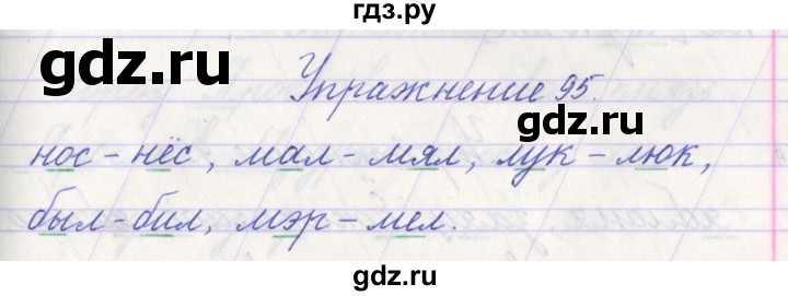 ГДЗ по русскому языку 1 класс Климанова   упражнение - 95, Решебник №1 2016