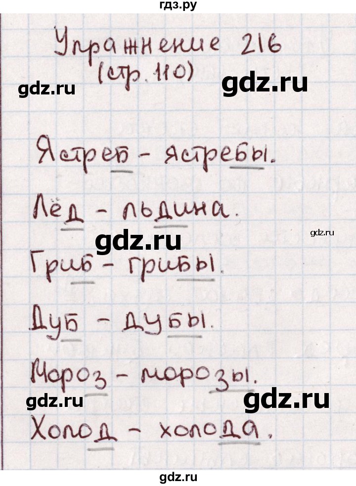 ГДЗ по русскому языку 1 класс Климанова   упражнение - 216, Решебник №2 2016