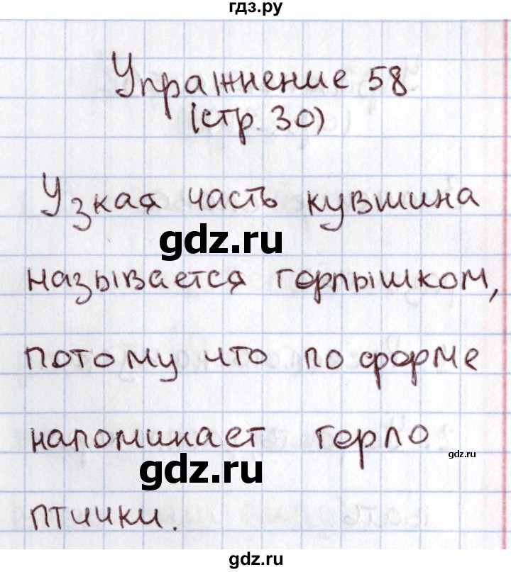 ГДЗ по русскому языку 1 класс Климанова   упражнение - 58, Решебник №2 2016