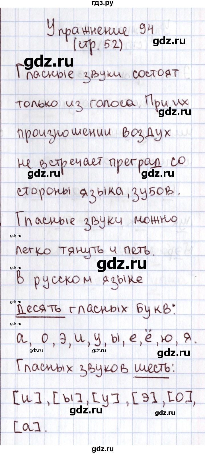 ГДЗ по русскому языку 1 класс Климанова   упражнение - 94, Решебник №2 2016