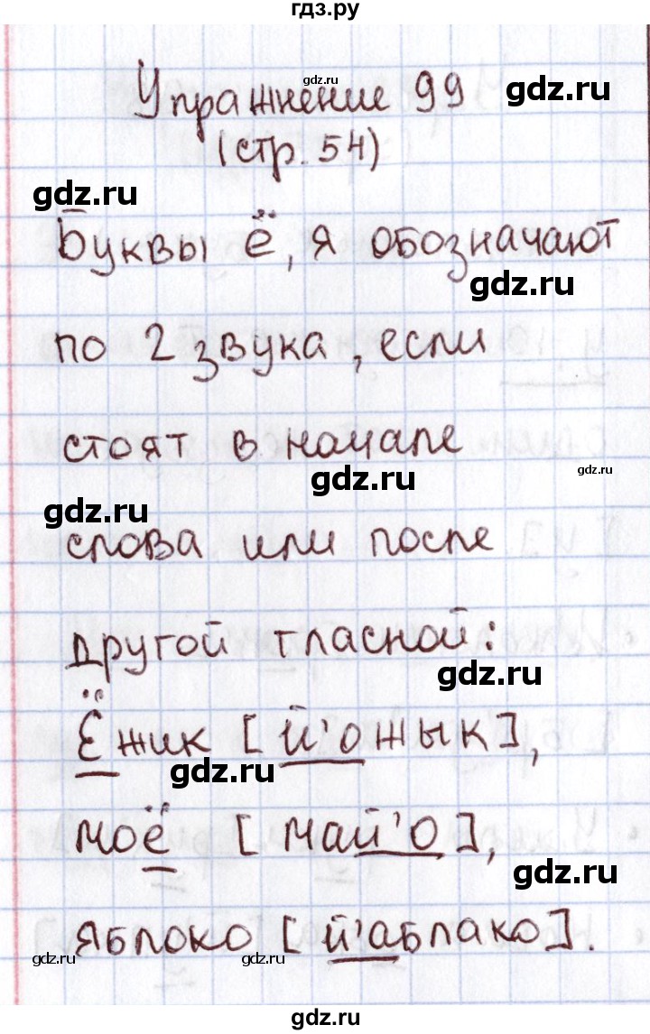 ГДЗ по русскому языку 1 класс Климанова   упражнение - 99, Решебник №2 2016