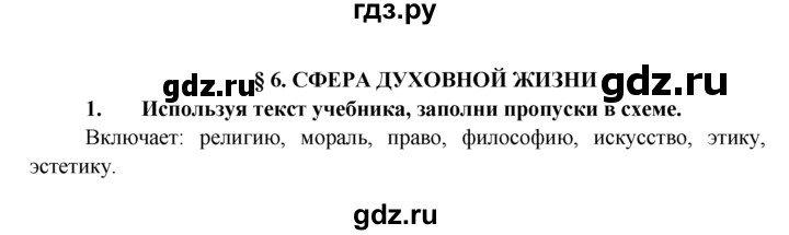 ГДЗ по обществознанию 8 класс Котова рабочая тетрадь (Боголюбов)  § 6 - 1, Решебник №1