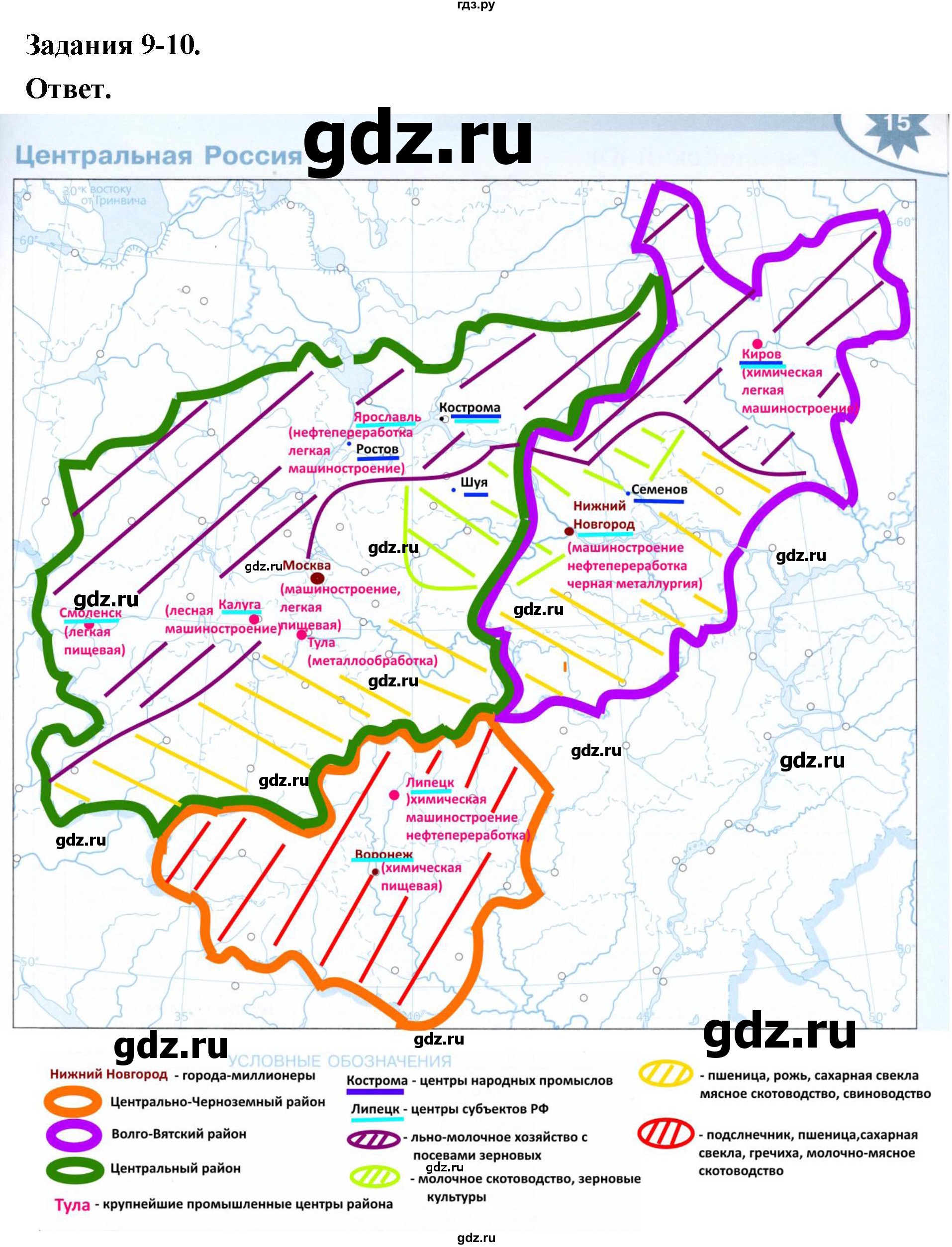 ГДЗ по географии 9 класс  Николина Мой тренажер  регионы России (Центральная Россия) - 10, Решебник 2024