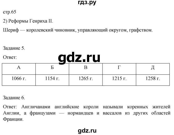 ГДЗ по истории 6 класс  Крючкова рабочая тетрадь Средние века (Агибалов)  страница - 65, Решебник 2025