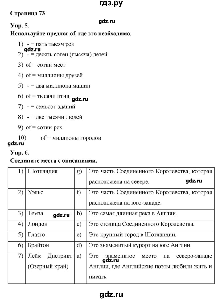 ГДЗ по английскому языку 6 класс Афанасьева   часть 1. страница - 73, Решебник №1 к учебнику 2016