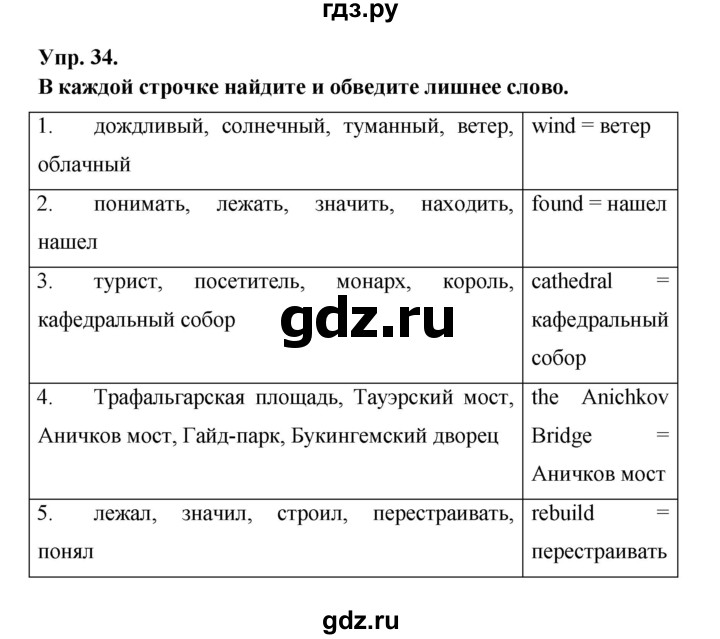 ГДЗ по английскому языку 6 класс Афанасьева   module 2 - 34, Решебник №1 к тетради 2016