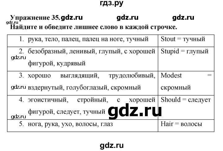 ГДЗ по английскому языку 6 класс Афанасьева   module 6 - 35, Решебник №1 к тетради 2016