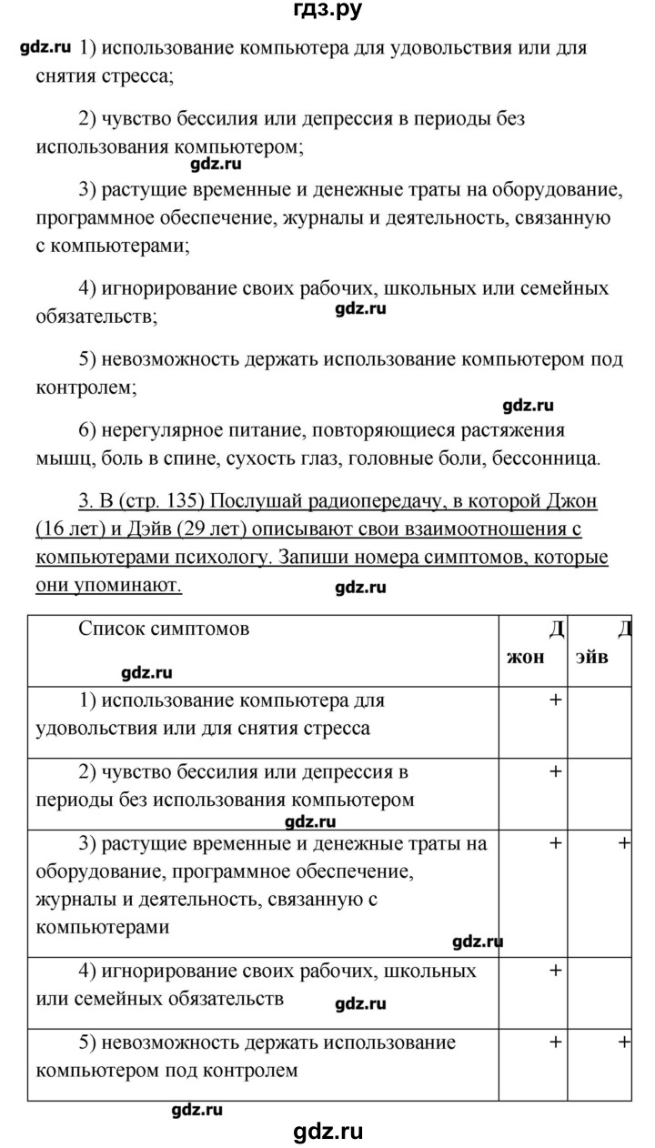 ГДЗ страница 135 английский язык 10 класс New Millenium Гроза, Дворецкая