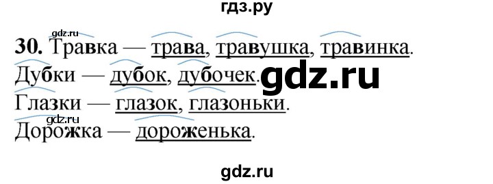 ГДЗ по русскому языку 2 класс Климанова рабочая тетрадь  часть 2. упражнение - 30, Решебник 2023