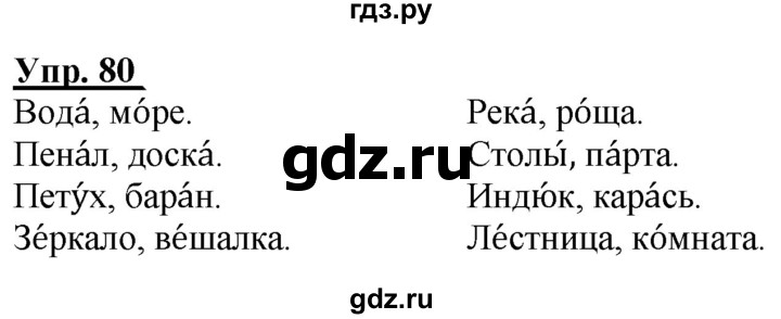 ГДЗ по русскому языку 2 класс Климанова рабочая тетрадь  часть 1. упражнение - 80, Решебник №1 2020