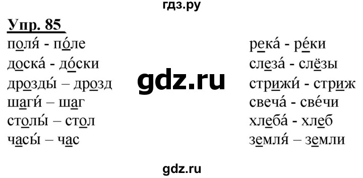 ГДЗ по русскому языку 2 класс Климанова рабочая тетрадь  часть 1. упражнение - 85, Решебник №1 2020