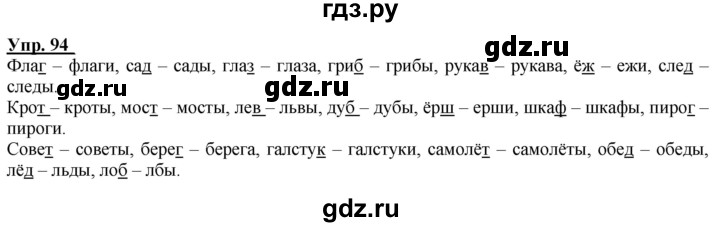 ГДЗ по русскому языку 2 класс Климанова рабочая тетрадь  часть 1. упражнение - 94, Решебник №1 2020