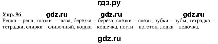 ГДЗ по русскому языку 2 класс Климанова рабочая тетрадь  часть 1. упражнение - 96, Решебник №1 2020