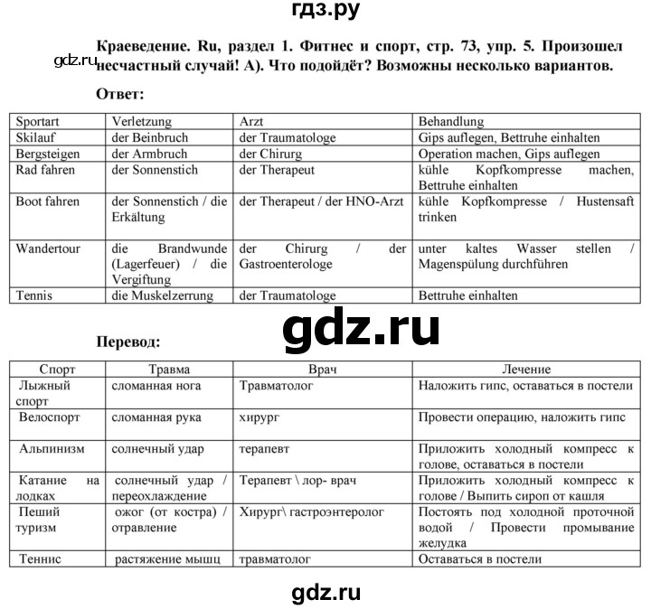 ГДЗ по немецкому языку 8 класс Аверин Horizonte  страница - 73, Решебник 2023