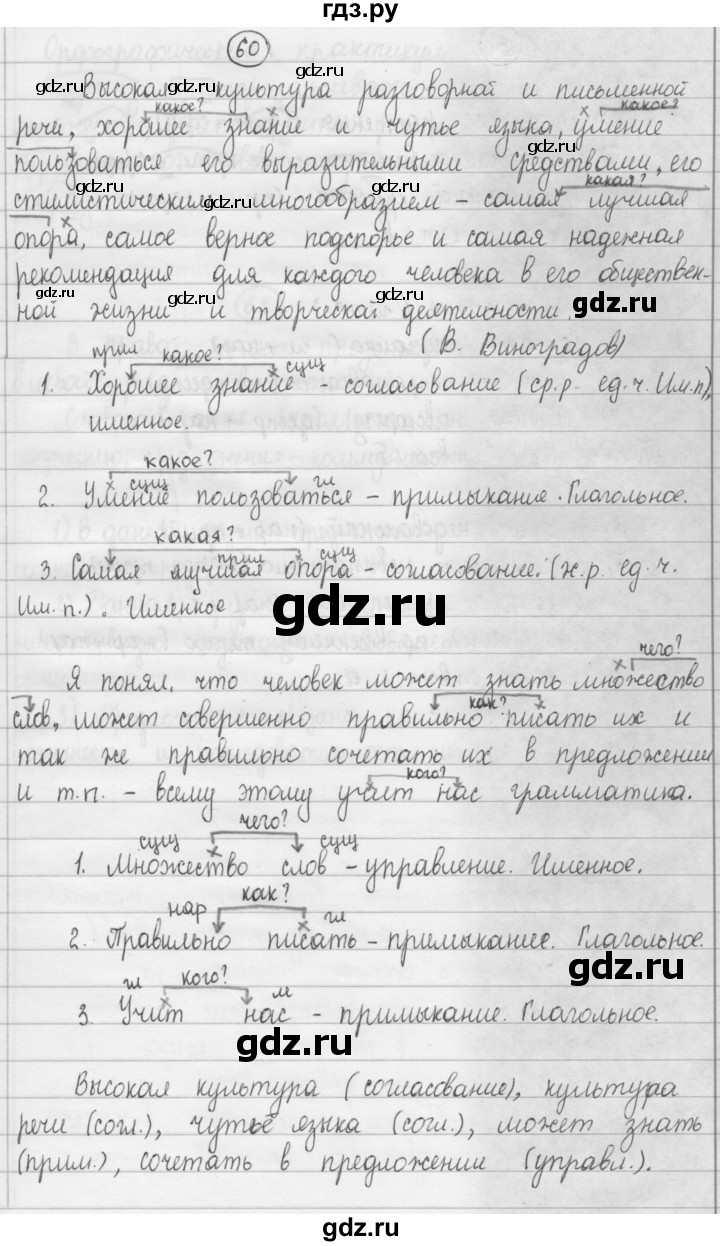 ГДЗ упражнение 60 русский язык 8 класс Рыбченкова, Александрова