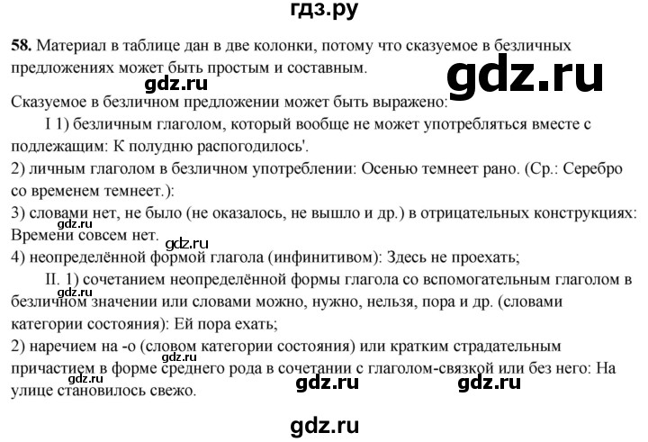 ГДЗ по русскому языку 8 класс Рыбченкова   часть 2 / упражнение - 58, Решебник 2025