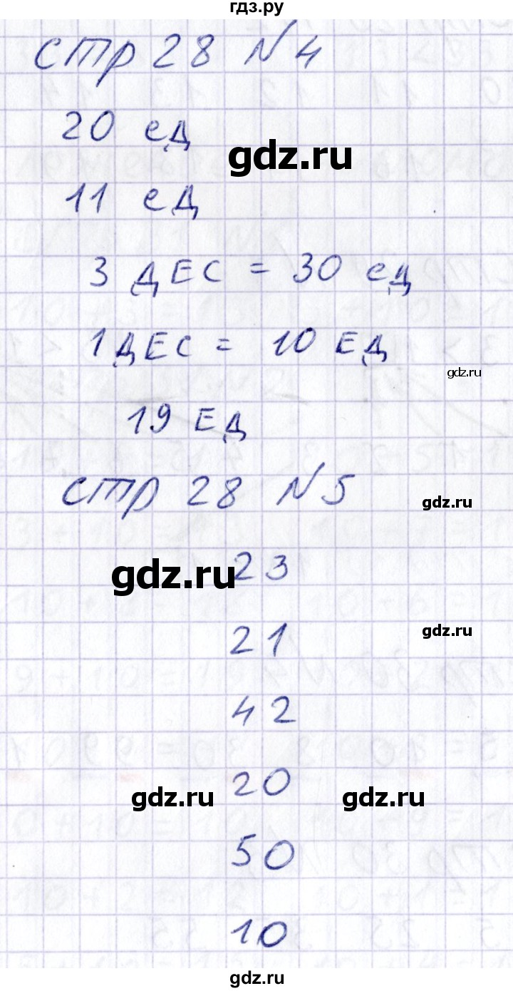 ГДЗ по математике 1 класс Захарова тетрадь для самостоятельной работы к учебнику Чекина  тетрадь №2. страница - 28, Решебник