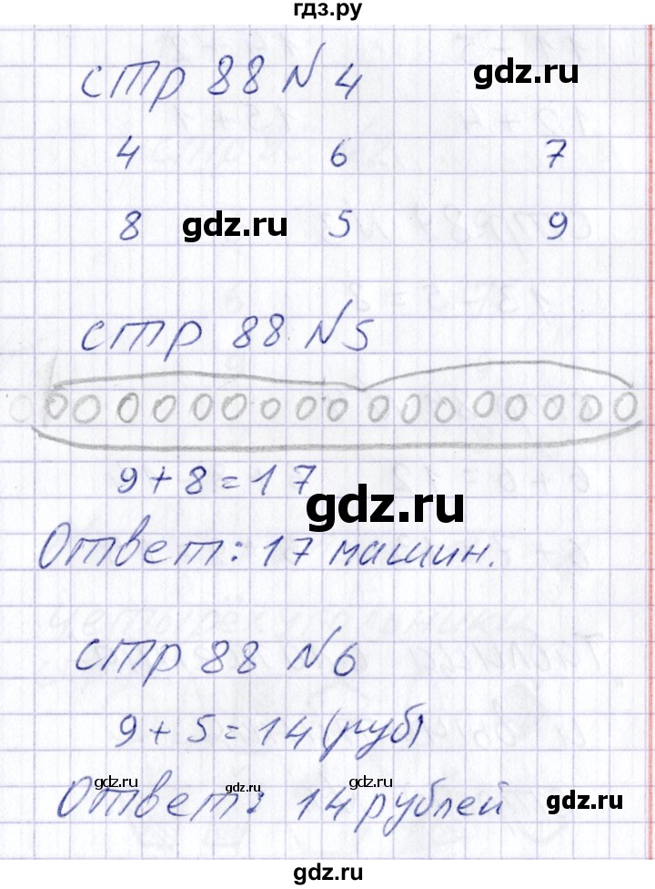 ГДЗ по математике 1 класс Захарова тетрадь для самостоятельной работы (Чекин)  тетрадь №2. страница - 88, Решебник