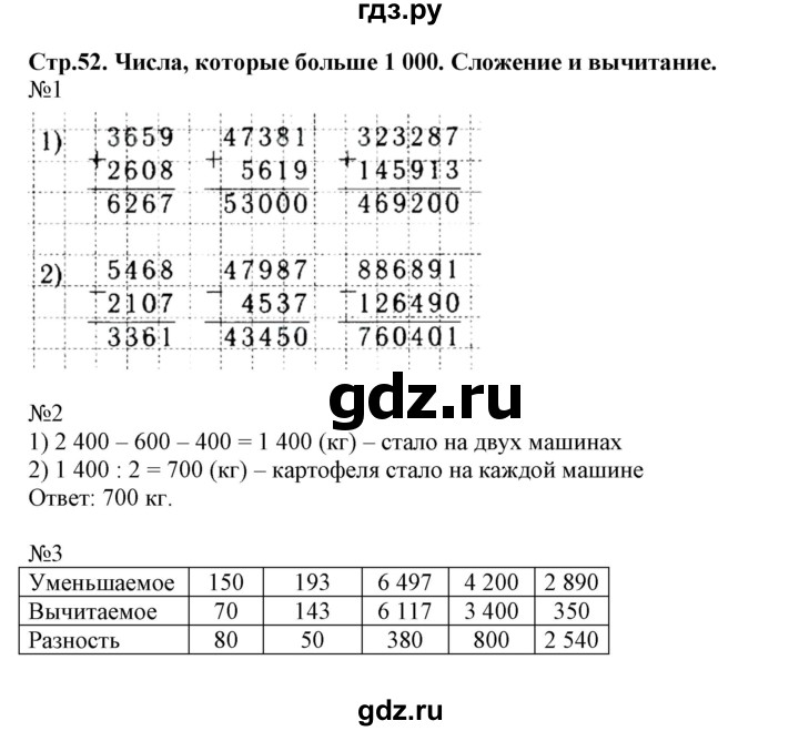 ГДЗ по математике 4 класс Волкова рабочая тетрадь  часть 1. страница - 52, Решебник №1 к тетради 2017