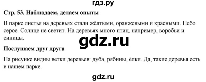 ГДЗ по окружающему миру 1 класс  Виноградова   часть 1. страница - 53, Решебник 2023