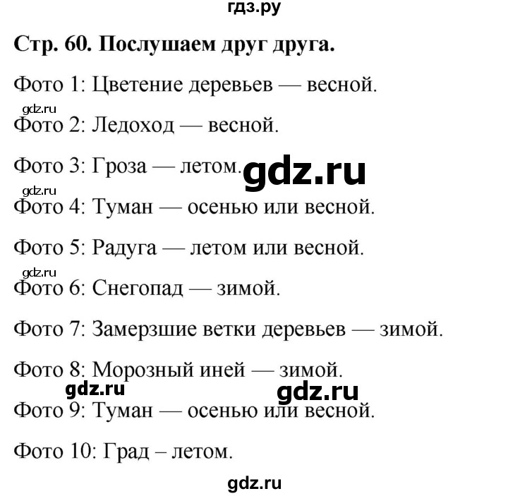 ГДЗ по окружающему миру 1 класс  Виноградова   часть 1. страница - 60, Решебник 2023