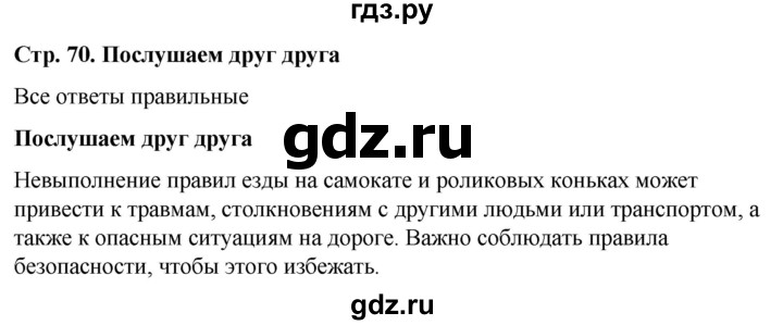 ГДЗ по окружающему миру 1 класс  Виноградова   часть 1. страница - 70, Решебник 2023