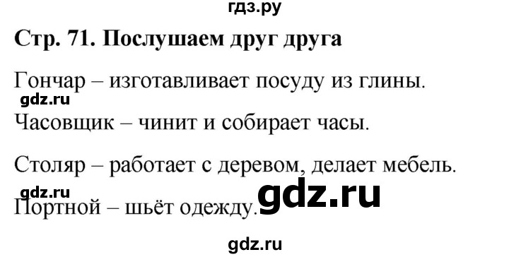 ГДЗ по окружающему миру 1 класс  Виноградова   часть 1. страница - 71, Решебник 2023