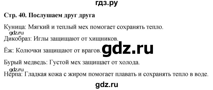 ГДЗ по окружающему миру 1 класс  Виноградова   часть 2. страница - 40, Решебник 2023