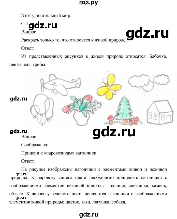 ГДЗ по окружающему миру 1 класс Виноградова рабочая тетрадь  страница - 4, Решебник 2017