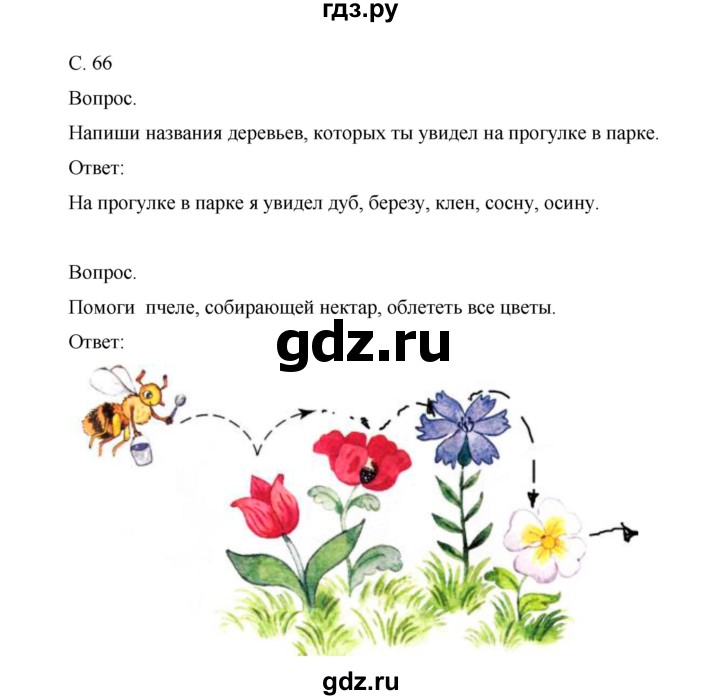 ГДЗ по окружающему миру 1 класс Виноградова рабочая тетрадь  страница - 66, Решебник 2017
