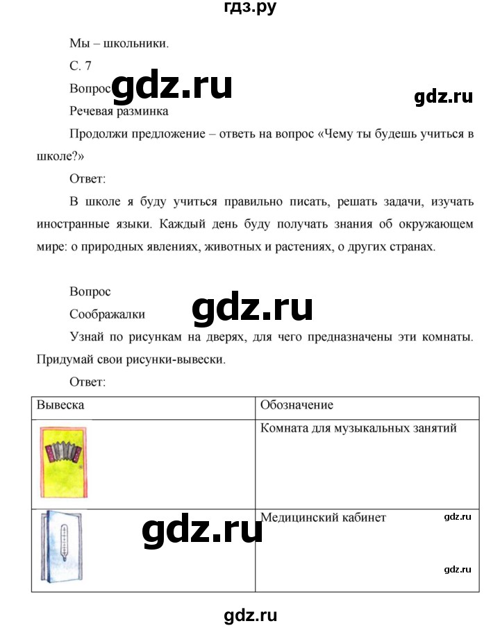 ГДЗ по окружающему миру 1 класс Виноградова рабочая тетрадь  страница - 7, Решебник 2017