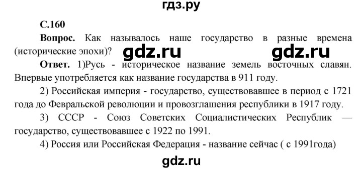 ГДЗ по окружающему миру 4 класс Виноградова   часть 2 (страница) - 160, Решебник 1