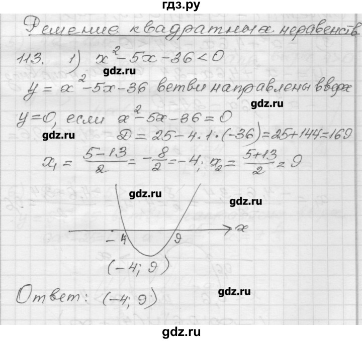 ГДЗ по алгебре 9 класс Мерзляк дидактические материалы  вариант 1 - 113, Решебник