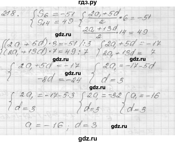 ГДЗ по алгебре 9 класс Мерзляк дидактические материалы  вариант 2 - 218, Решебник