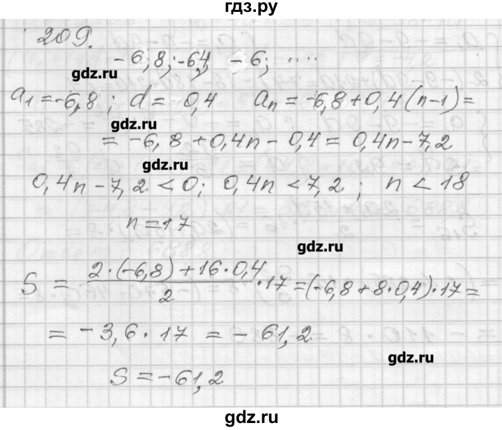ГДЗ по алгебре 9 класс Мерзляк дидактические материалы  вариант 3 - 209, Решебник