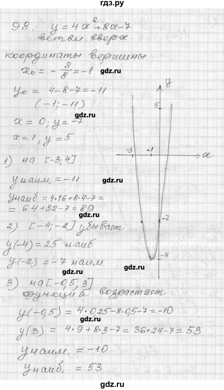 ГДЗ по алгебре 9 класс Мерзляк дидактические материалы  вариант 3 - 98, Решебник