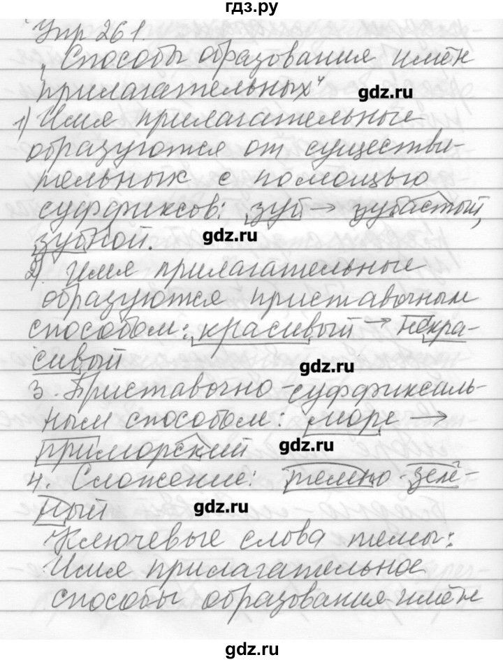 ГДЗ по русскому языку 6 класс Бунеев   упражнение - 261, Решебник