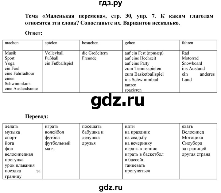 ГДЗ по немецкому языку 8 класс Аверин рабочая тетрадь Horizonte  страница - 30, Решебник 2024