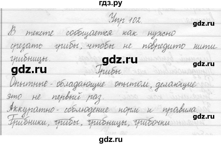 ГДЗ по русскому языку 2 класс Рамзаева тетрадь для упражнений  упражнение - 102, Решебник 2017 №1