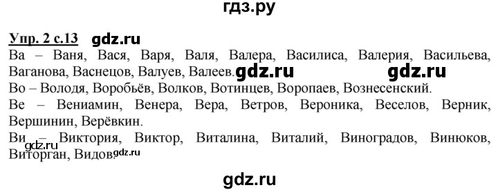 ГДЗ по русскому языку 1 класс Климанова Рабочая тетрадь  страница - 13, Решебник №1 2020