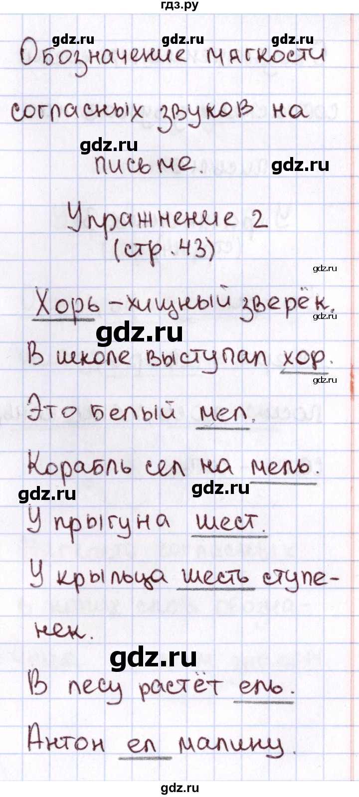 ГДЗ по русскому языку 1 класс Климанова Рабочая тетрадь  страница - 43, Решебник №2 2013