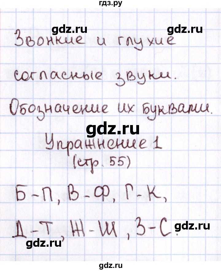 ГДЗ по русскому языку 1 класс Климанова Рабочая тетрадь  страница - 55, Решебник №2 2013