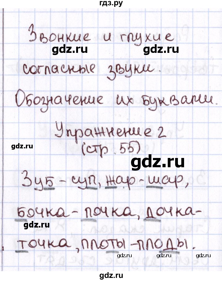 ГДЗ по русскому языку 1 класс Климанова Рабочая тетрадь  страница - 55, Решебник №2 2013