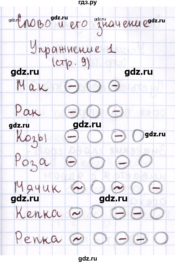 ГДЗ по русскому языку 1 класс Климанова Рабочая тетрадь  страница - 9, Решебник №2 2013