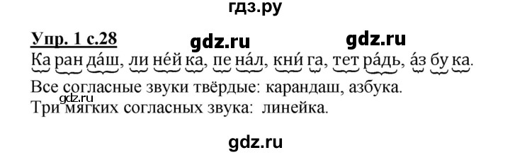 ГДЗ по русскому языку 1 класс Гольфман тетрадь для самостоятельной работы (Чуракова)  страница - 28, Решебник №1